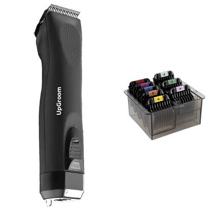 Máquina de Tosa Ultra A5 UpGroom Black + Kit Pente Adaptador 8pcs Inox