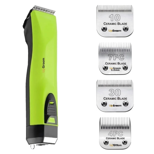 Máquina de Tosa Ultra A5 UpGroom Green + 4 Lâminas Cerâmica Nº 10, Nº 7, Nº 30 e Nº 4