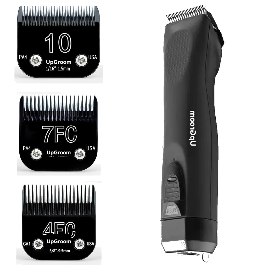 Máquina de Tosa Ultra A5 UpGroom Black + 3 Lâminas Titânio Nº 10, Nº 7 e Nº 4