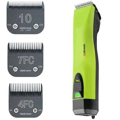 Máquina de Tosa Ultra A5 UpGroom Green + 3 Lâminas Cerâmica Nº 10, Nº 7 e Nº 4