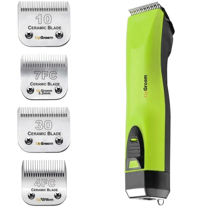 Máquina de Tosa Ultra A5 UpGroom Green + 4 Lâminas Cerâmica Nº 10, Nº 7, Nº 30 e Nº 4