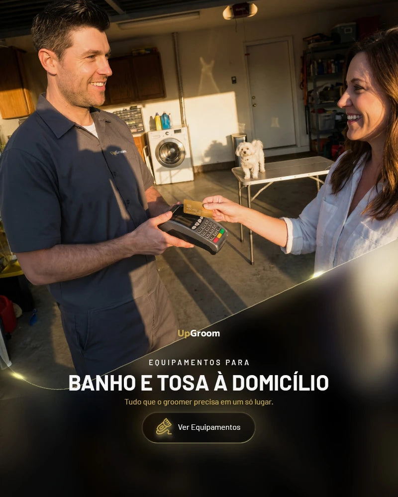 Equipamentos profissionais para banho e tosa a domicílio UpGroom
