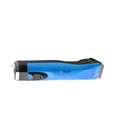 Máquina de Tosa Ultra A5 UpGroom Azul deitada, vista lateral em detalhe