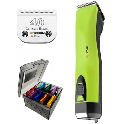 Máquina de Tosa Ultra A5 UpGroom Verde com estojo de pentes adaptadores, ângulo adicional
