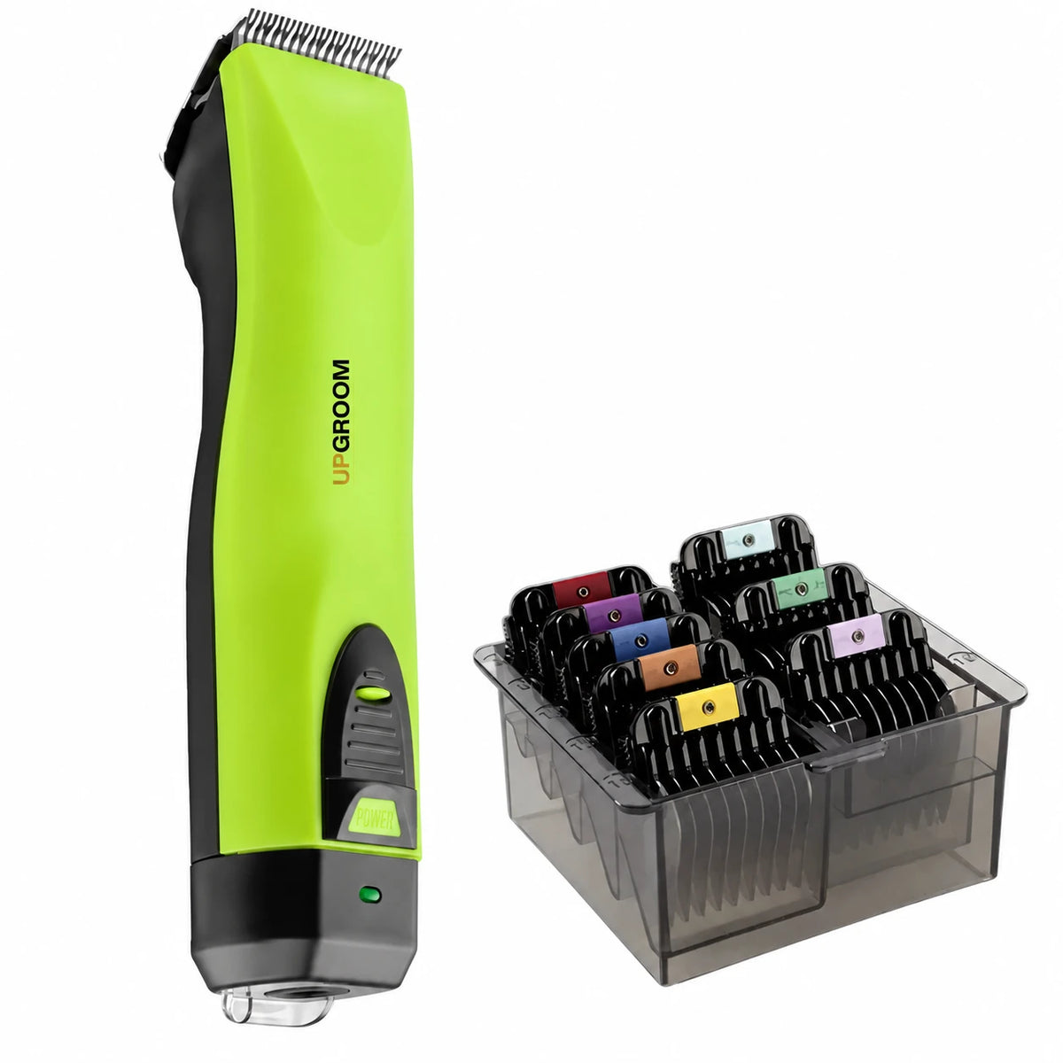 Kit Máquina de Tosa Ultra A5 UpGroom Verde com estojo de 8 pentes adaptadores